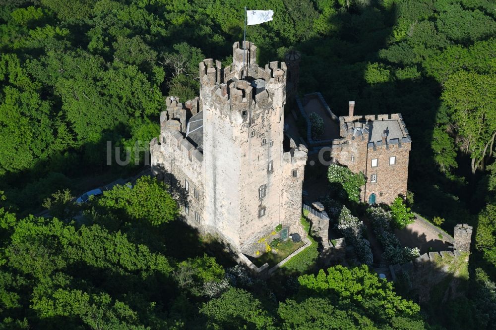 Luftbild Niederheimbach - Burg Sooneck Castle in Niederheimbach im Bundesland Rheinland-Pfalz, Deutschland