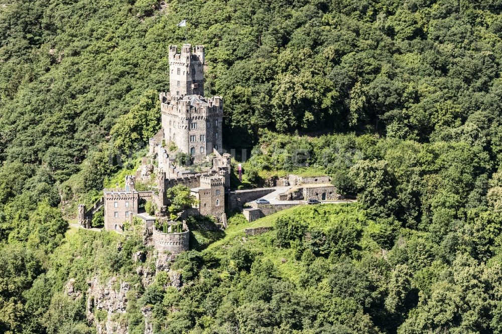 Niederheimbach von oben - Burg Sooneck Castle in Niederheimbach im Bundesland Rheinland-Pfalz, Deutschland