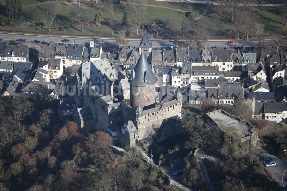 Bacharach von oben - Burg Stahleck über Bacharach im Bundesland Rheinland-Pfalz