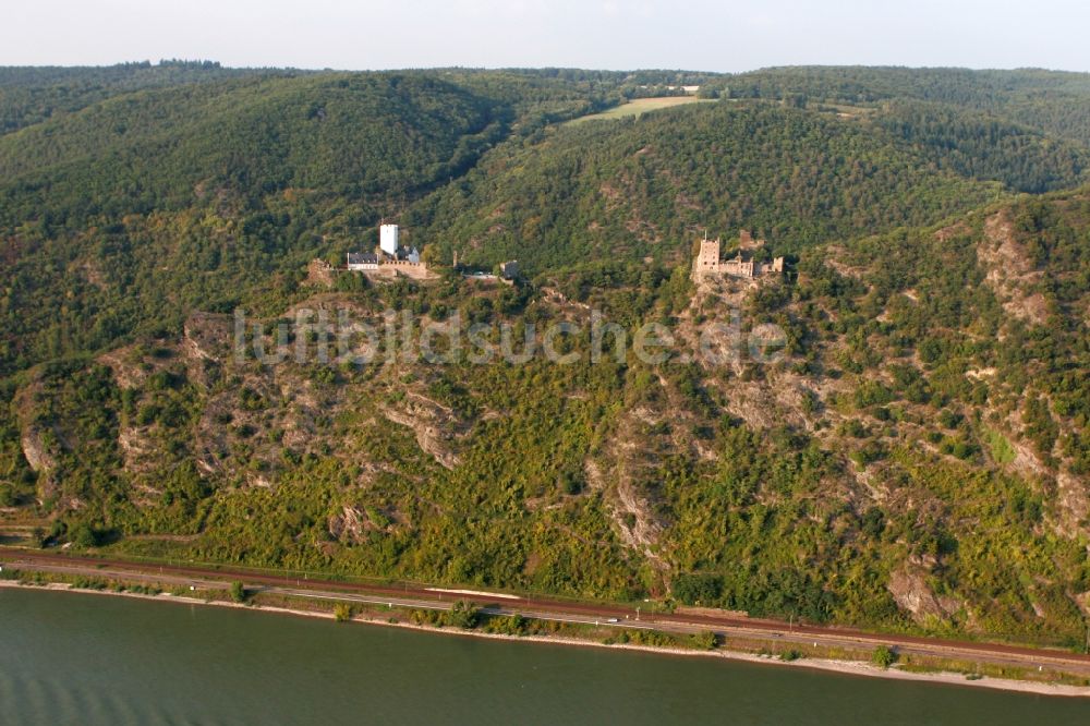 Luftbild Kamp-Bornhofen - Burg Sterrenberg und Hotel Burg Liebenstein in Kamp-Bornhofen im Bundesland Rheinland-Pfalz