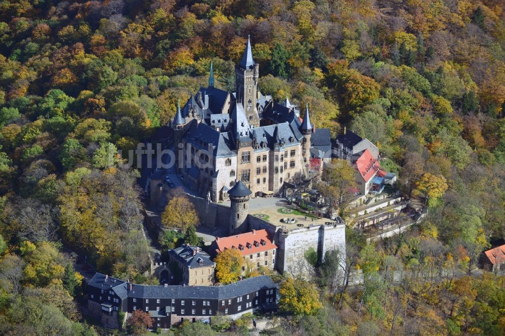 Luftbild Wernigerode - Burg Wernigerode in der gleichnamigen Stadt im Bundesland Sachsen-Anhalt