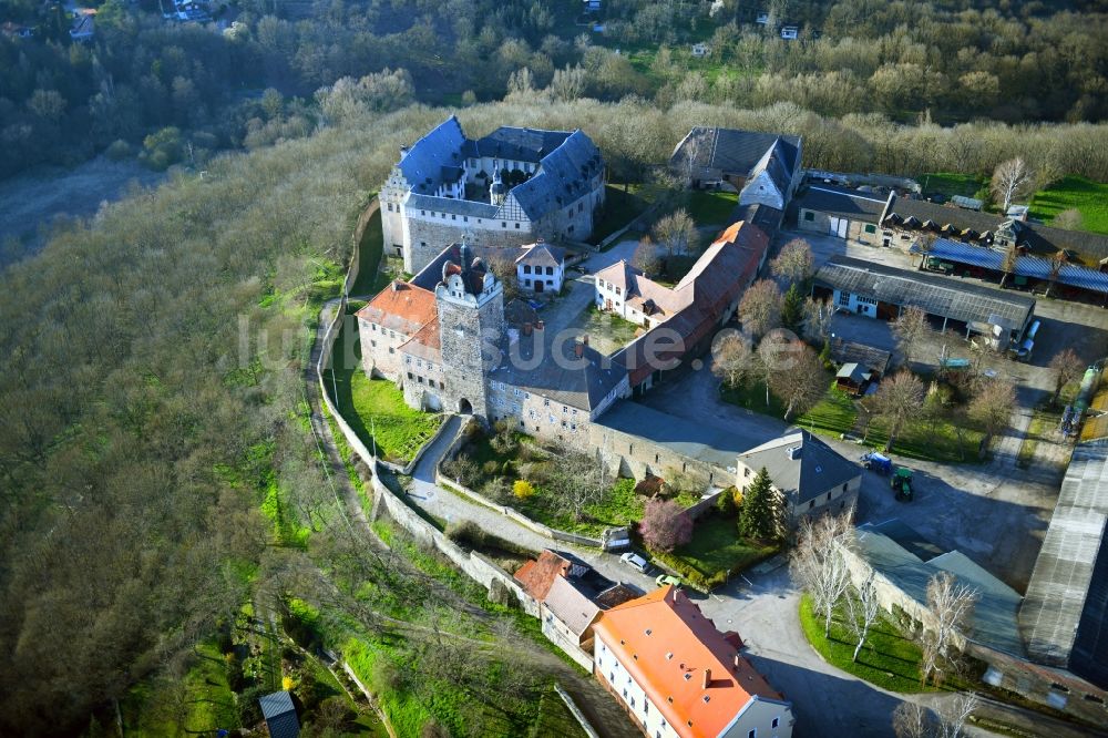 Allstedt von oben - Burganlage Burg und Schloss Allstedt in Allstedt im Bundesland Sachsen-Anhalt, Deutschland