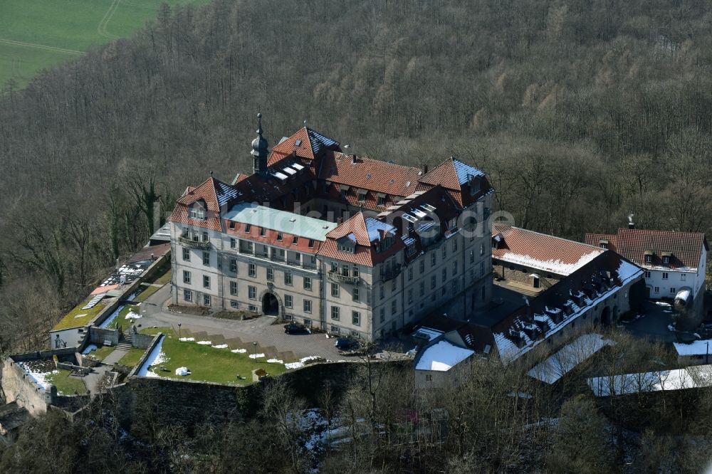 Hofbieber von oben - Burganlage des Internat Schloss Bieberstein mit der Hermann Lietz Schule in Hofbieber im Bundesland Hessen