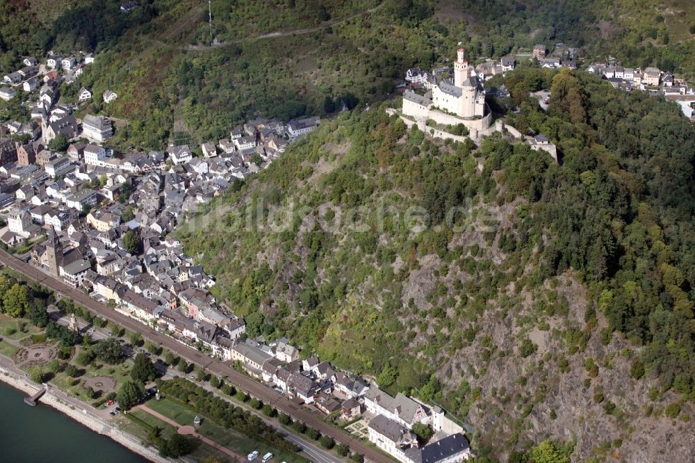 Luftbild Braubach - Burganlage der Marksburg bei Braubach im Bundesland Rheinland-Pfalz