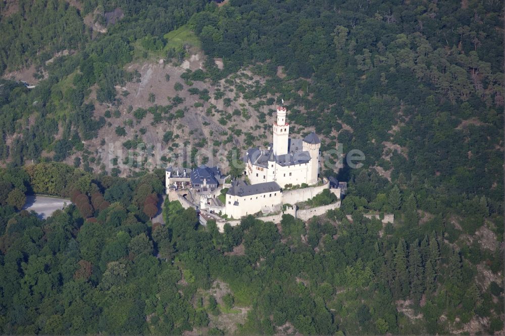 Luftbild Braubach - Burganlage der Marksburg bei Braubach im Bundesland Rheinland-Pfalz