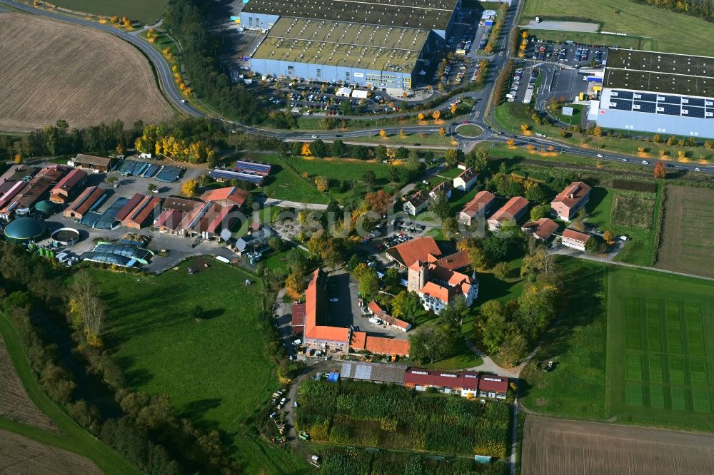 Bad Hersfeld von oben - Burganlage des Schloss in Bad Hersfeld im Bundesland Hessen, Deutschland