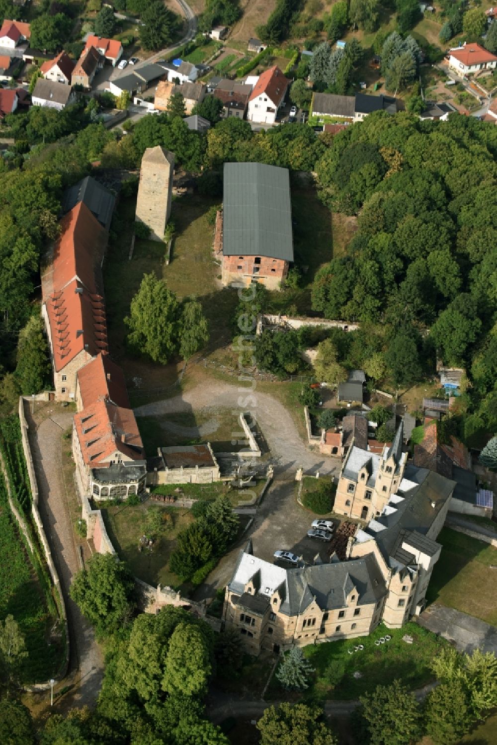 Beyernaumburg aus der Vogelperspektive: Burganlage des Schloss in Beyernaumburg im Bundesland Sachsen-Anhalt