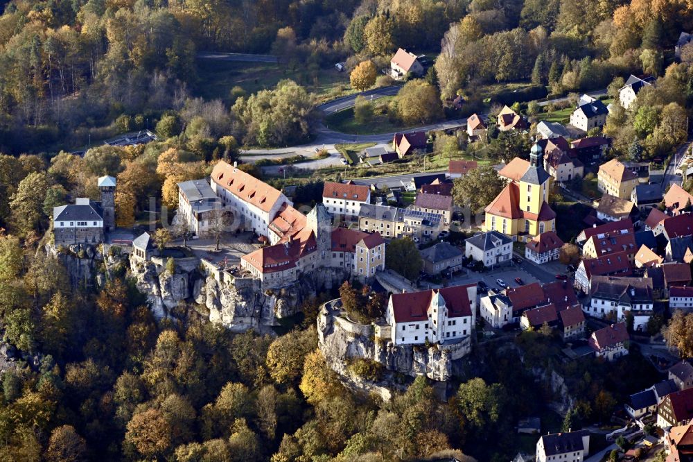 Luftbild Hohnstein - Burganlage des Schloss Burg Hohnstein in Hohnstein im Bundesland Sachsen, Deutschland