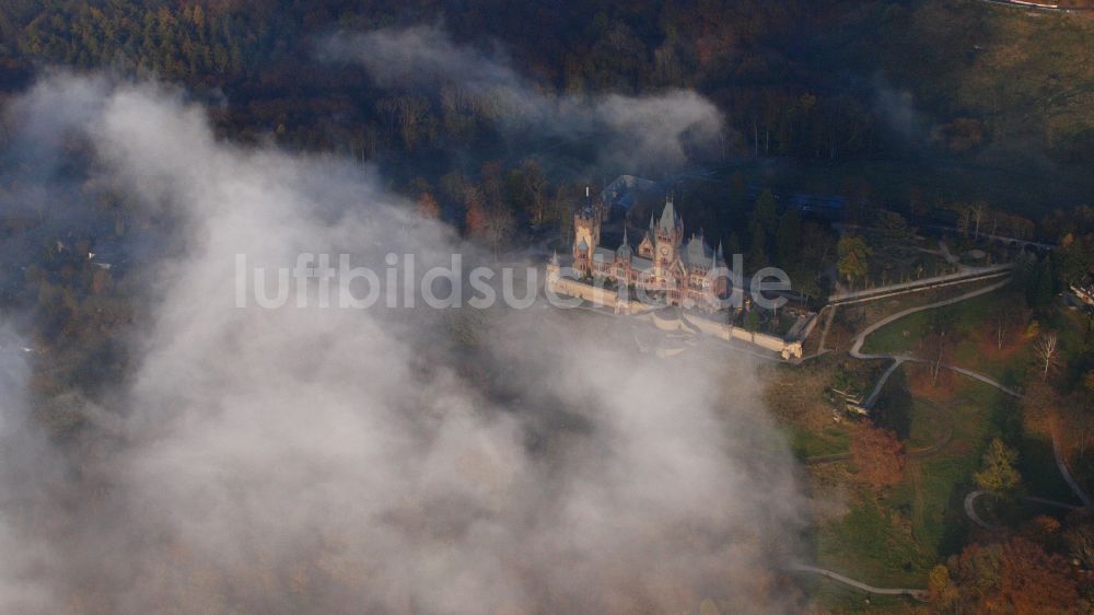 Luftbild Königswinter - Burganlage Schloss Drachenburg in Königswinter im Bundesland Nordrhein-Westfalen, Deutschland