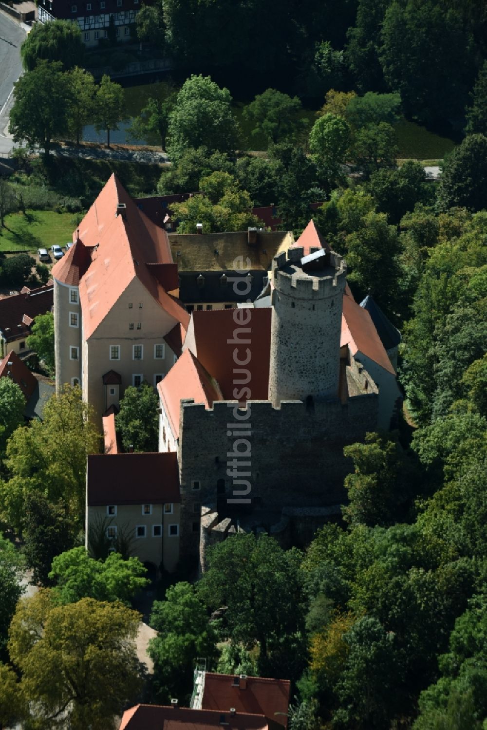 Gnandstein von oben - Burganlage des Schloss in Gnandstein im Bundesland Sachsen