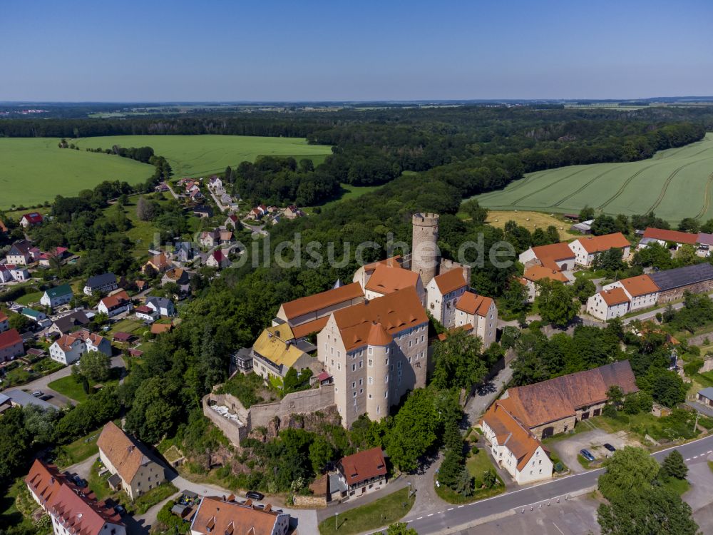 Gnandstein von oben - Burganlage des Schloss in Gnandstein im Bundesland Sachsen