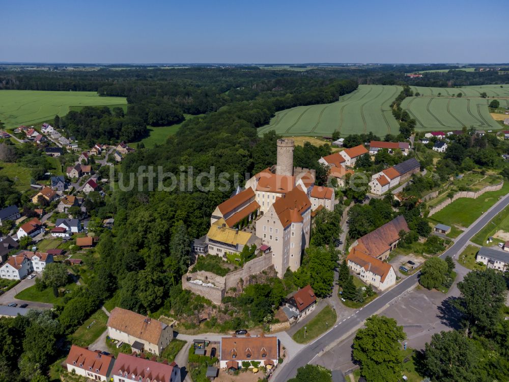 Gnandstein aus der Vogelperspektive: Burganlage des Schloss in Gnandstein im Bundesland Sachsen