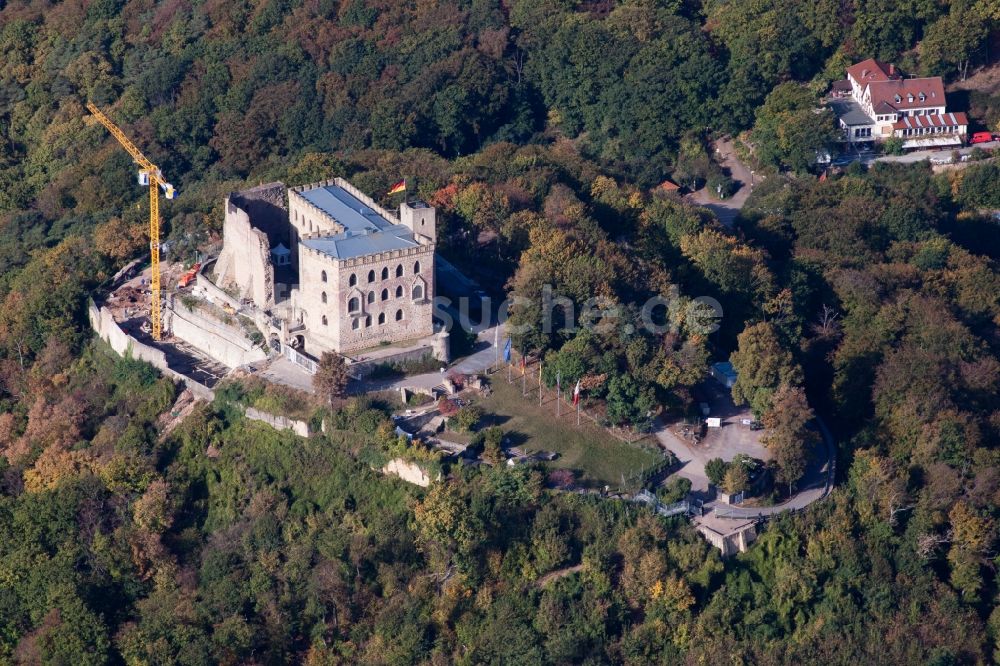 Luftaufnahme Neustadt an der Weinstraße - Burganlage des Schloss Hambach in Neustadt an der Weinstraße im Bundesland Rheinland-Pfalz