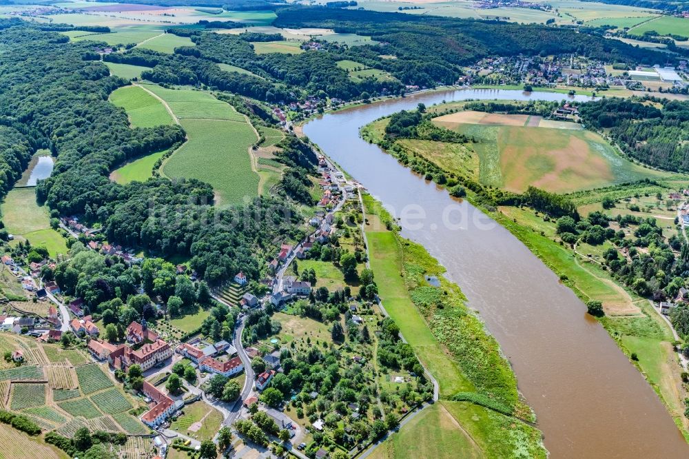 Luftbild Seusslitz - Burganlage des Schloss Heinrichsburg in Seusslitz im Bundesland Sachsen, Deutschland