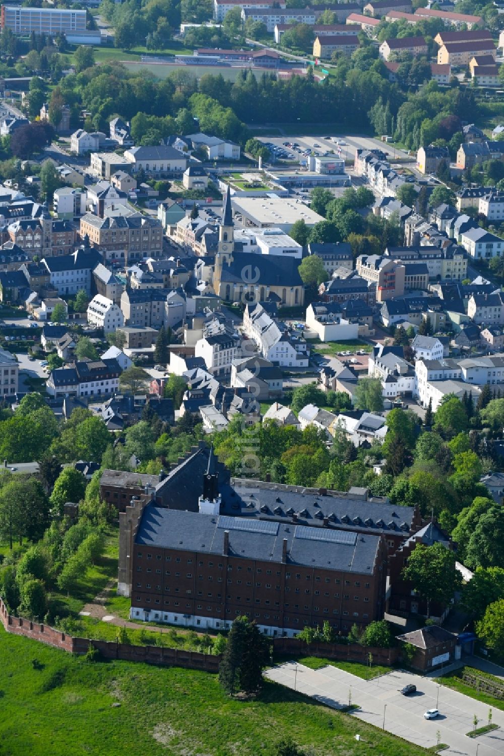 Luftbild Stollberg/Erzgeb. - Burganlage des Schloss Hoheneck in Stollberg/Erzgeb. im Bundesland Sachsen, Deutschland