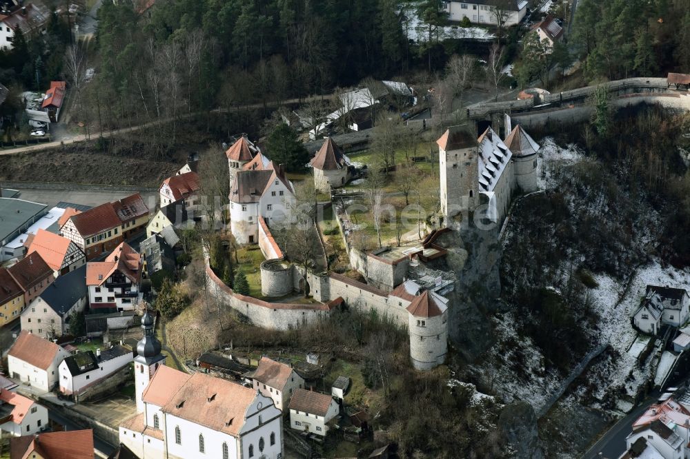 Neuhaus An Der Pegnitz Von Oben Burganlage Des Schloss Und Hotel Burg Veldenstein In Neuhaus An