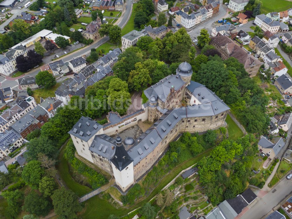 Reichenbach im Vogtlan von oben - Burganlage des Schloss Mylau in Reichenbach im Vogtland im Bundesland Sachsen, Deutschland