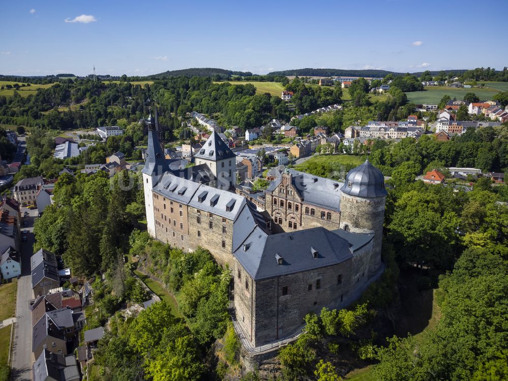 Reichenbach im Vogtlan von oben - Burganlage des Schloss Mylau in Reichenbach im Vogtland im Bundesland Sachsen, Deutschland