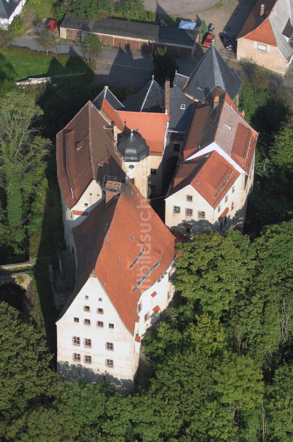 Luftbild Reinsberg - Burganlage des Schloss in Reinsberg im Bundesland Sachsen, Deutschland