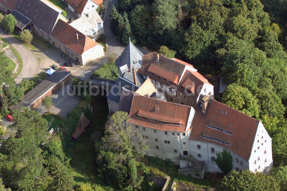 Luftaufnahme Reinsberg - Burganlage des Schloss in Reinsberg im Bundesland Sachsen, Deutschland