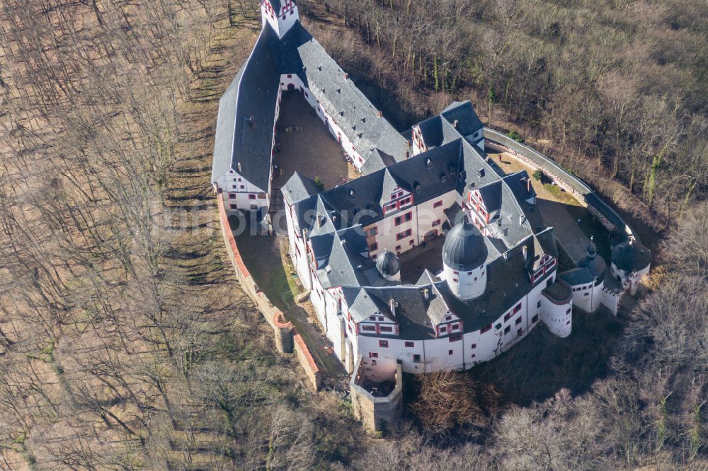 Lunzenau aus der Vogelperspektive: Burganlage Schloss Rochsburg in Lunzenau im Bundesland Sachsen, Deutschland