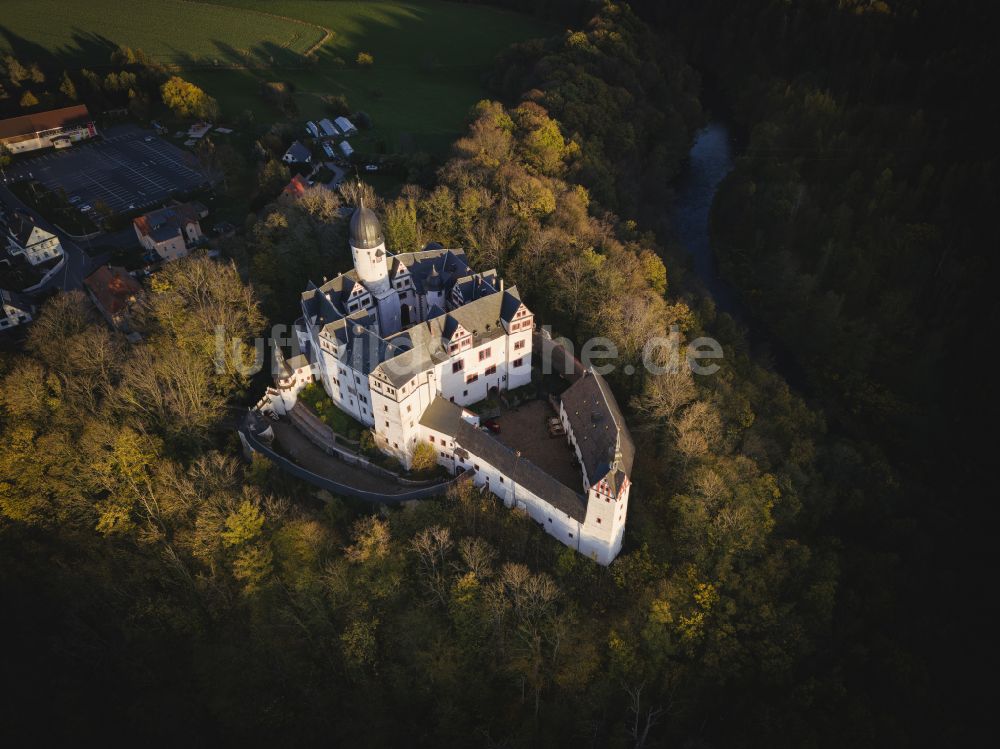 Luftaufnahme Lunzenau - Burganlage Schloss Rochsburg in Lunzenau im Bundesland Sachsen, Deutschland