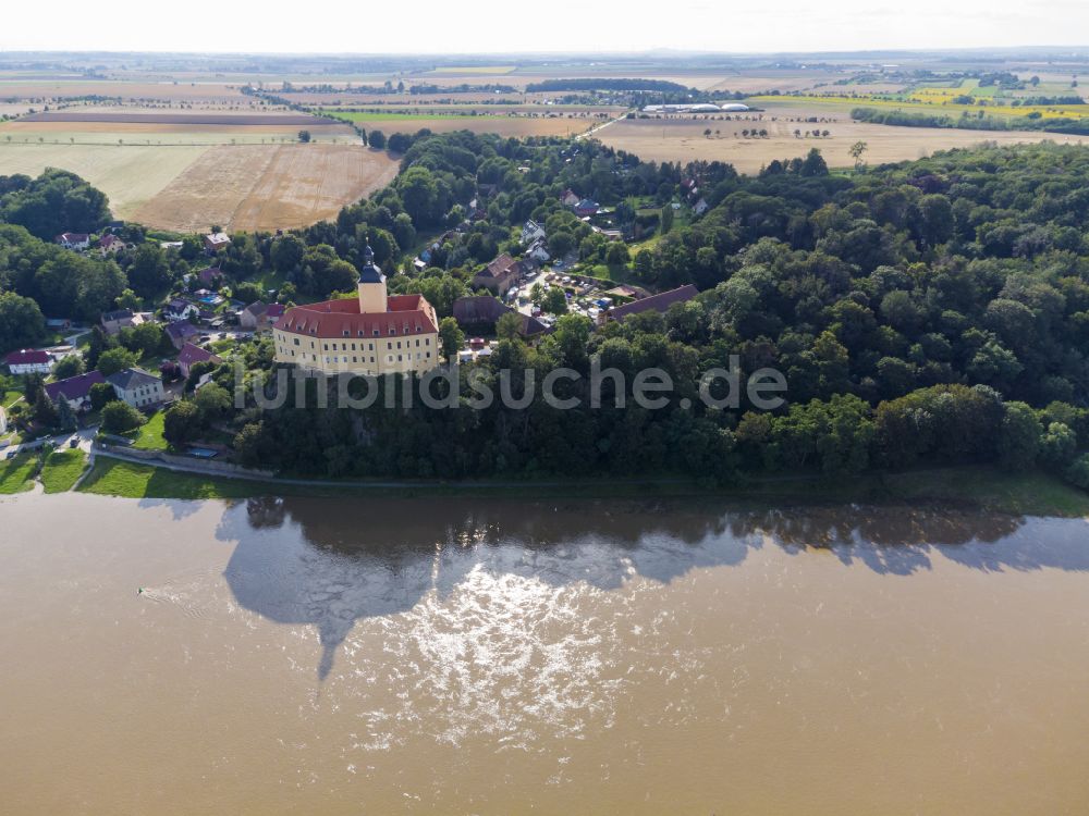 Neuhirschstein von oben - Burganlage des Schloss Schloss Hirschstein in Neuhirschstein im Bundesland Sachsen, Deutschland