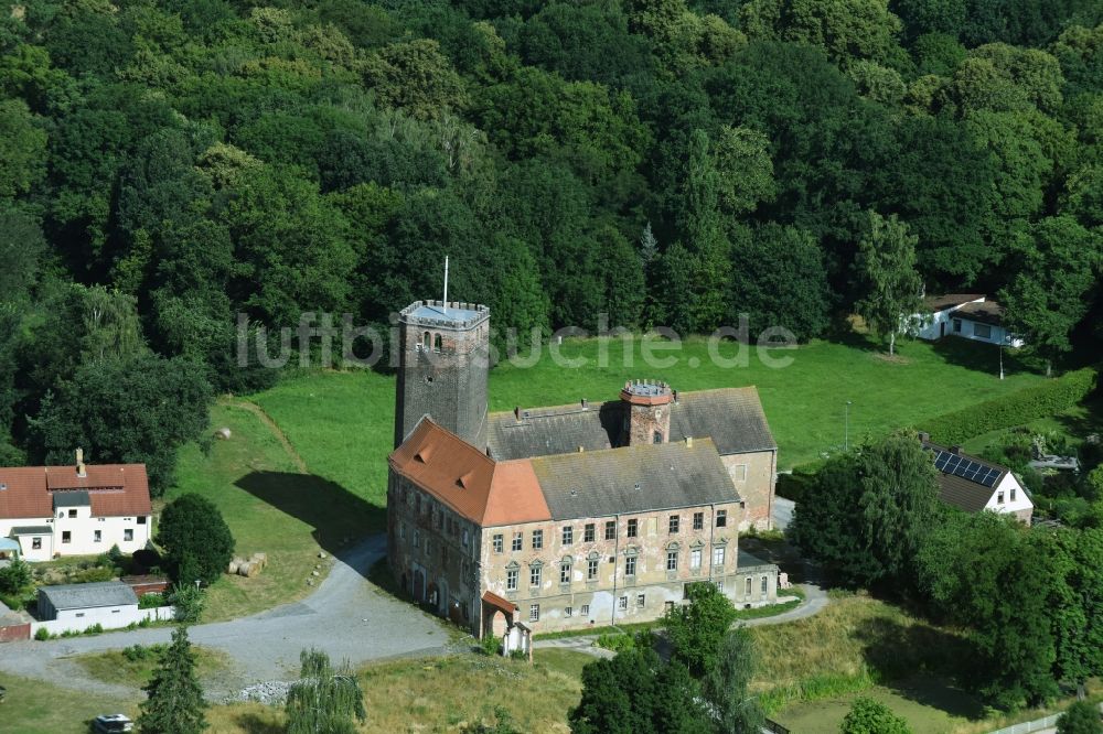 Schnaditz von oben - Burganlage des Schloss Schnaditz e.V. in Bad Düben im Bundesland Sachsen