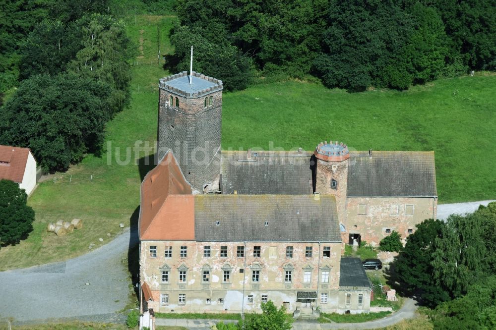 Schnaditz aus der Vogelperspektive: Burganlage des Schloss Schnaditz e.V. in Bad Düben im Bundesland Sachsen