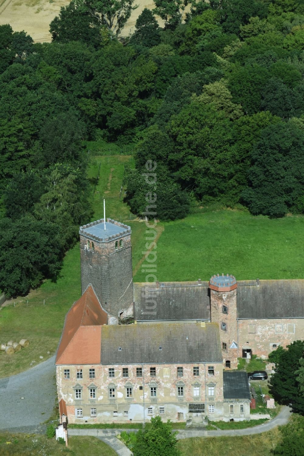 Luftbild Schnaditz - Burganlage des Schloss Schnaditz e.V. in Bad Düben im Bundesland Sachsen