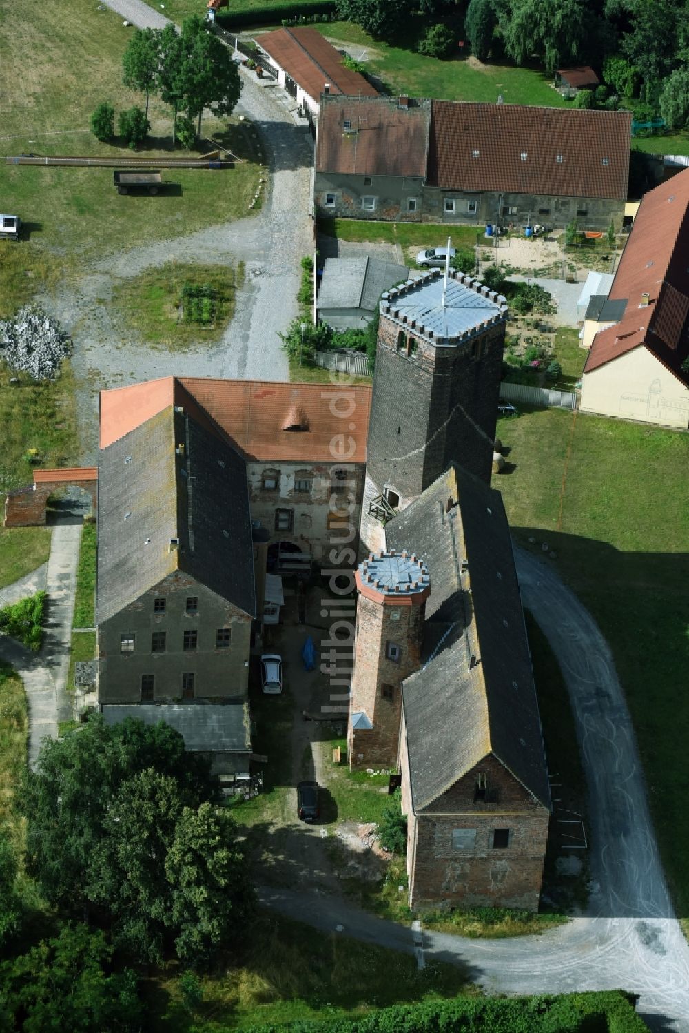 Luftbild Schnaditz - Burganlage des Schloss Schnaditz e.V. in Bad Düben im Bundesland Sachsen