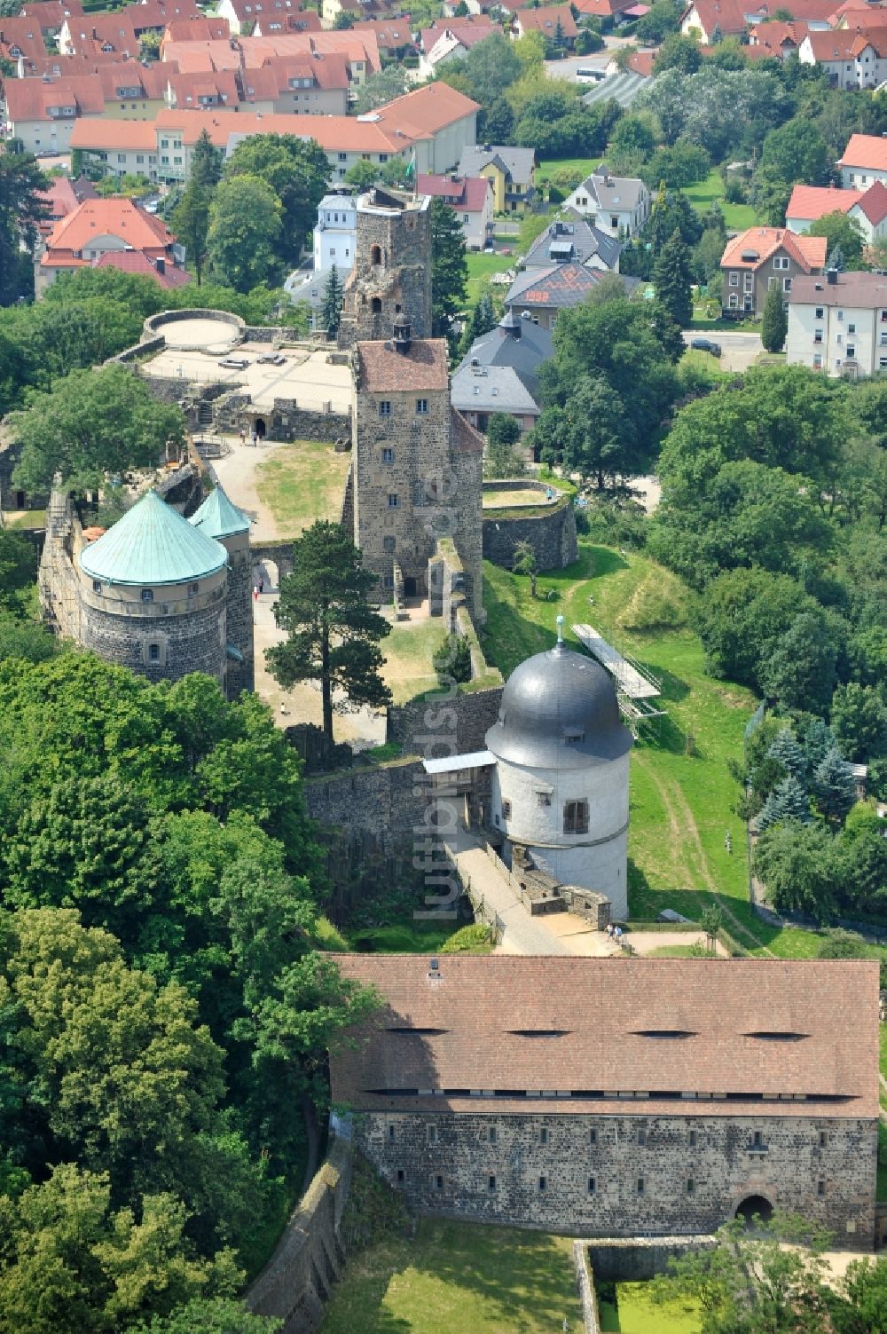 Luftbild Stolpen - Burganlage des Schloss in Stolpen im Bundesland Sachsen, Deutschland