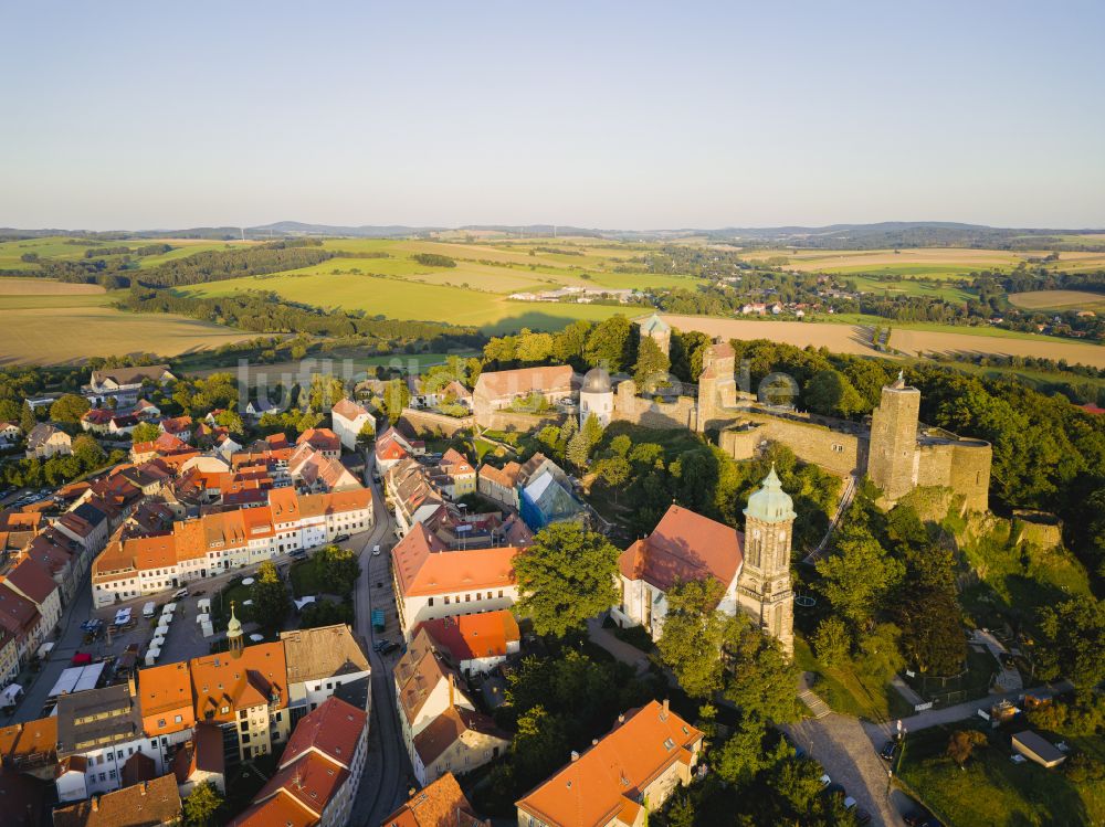 Stolpen aus der Vogelperspektive: Burganlage des Schloss in Stolpen im Bundesland Sachsen, Deutschland