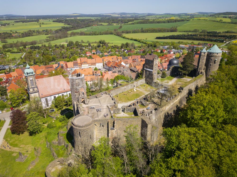 Luftbild Stolpen - Burganlage des Schloss in Stolpen im Bundesland Sachsen, Deutschland