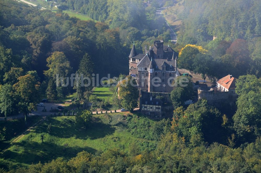 Witzenhausen von oben - Burganlage des Schloss in Witzenhausen im Bundesland Hessen