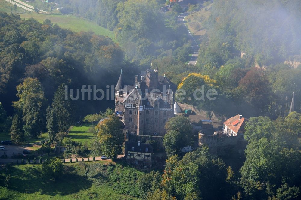 Witzenhausen aus der Vogelperspektive: Burganlage des Schloss in Witzenhausen im Bundesland Hessen