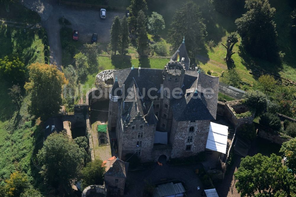 Witzenhausen von oben - Burganlage des Schloss in Witzenhausen im Bundesland Hessen