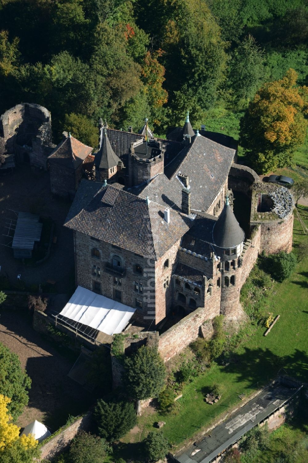 Luftbild Witzenhausen - Burganlage des Schloss in Witzenhausen im Bundesland Hessen