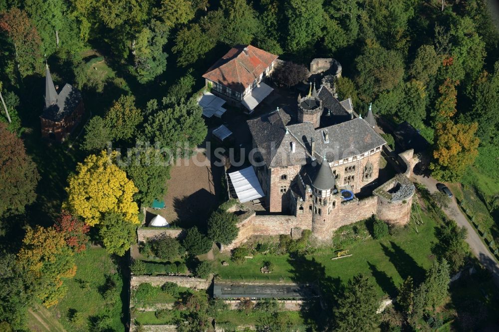 Witzenhausen von oben - Burganlage des Schloss in Witzenhausen im Bundesland Hessen