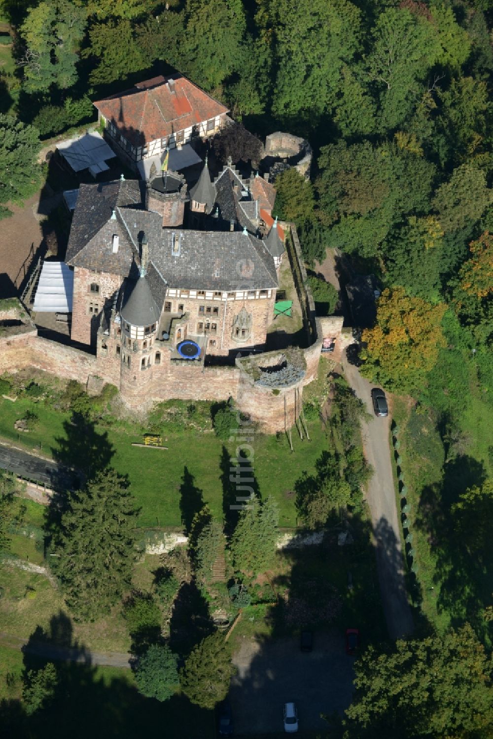 Luftbild Witzenhausen - Burganlage des Schloss in Witzenhausen im Bundesland Hessen