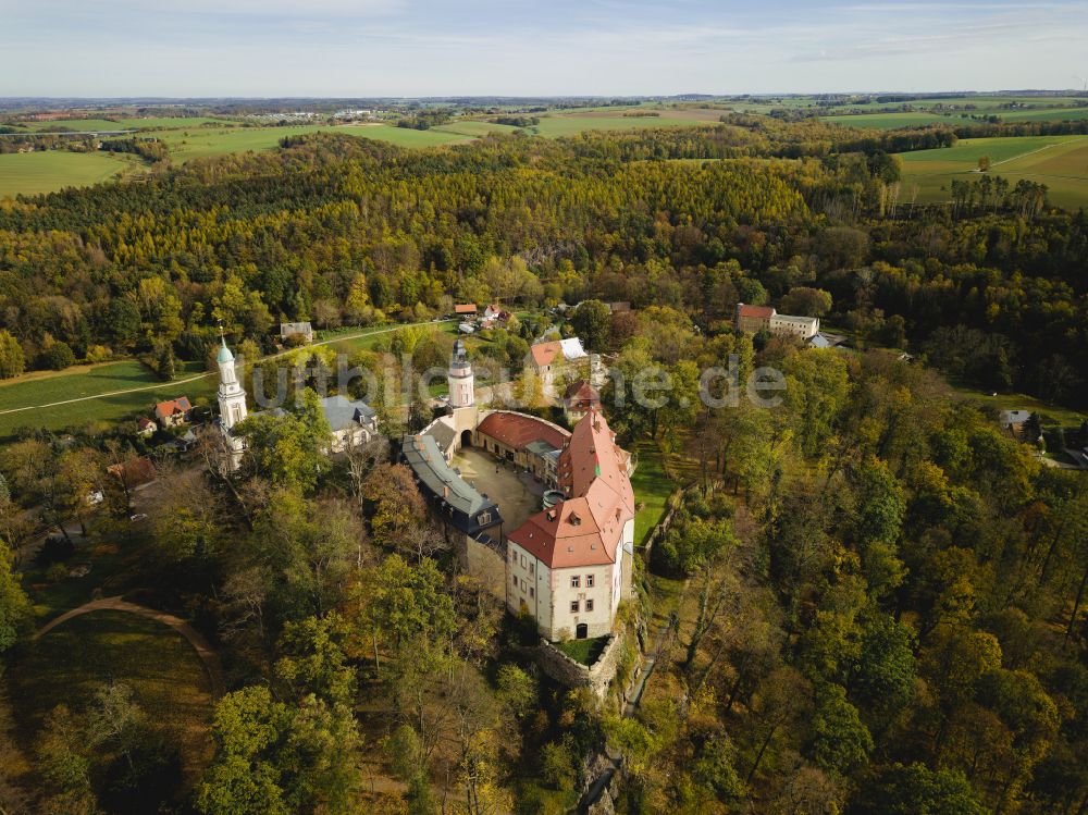 Luftbild Limbach-Oberfrohna - Burganlage des Schloss Wolkenburg in Limbach-Oberfrohna im Bundesland Sachsen, Deutschland