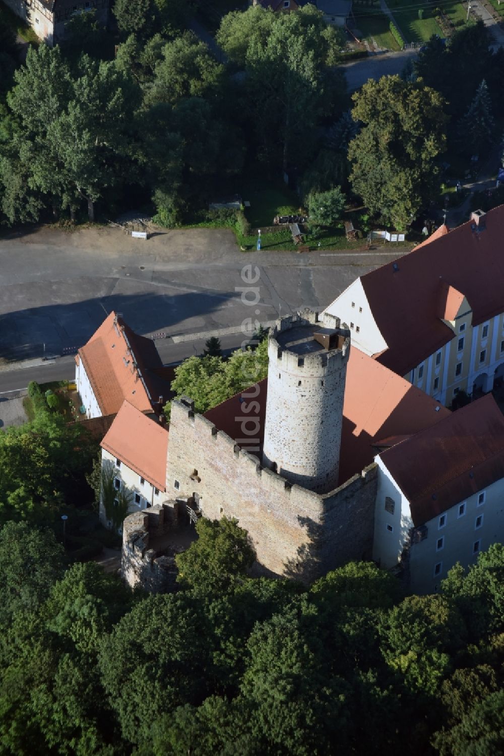 Kohren-Sahlis von oben - Burganlage der Veste Burg Gnandstein in Kohren-Sahlis im Bundesland Sachsen