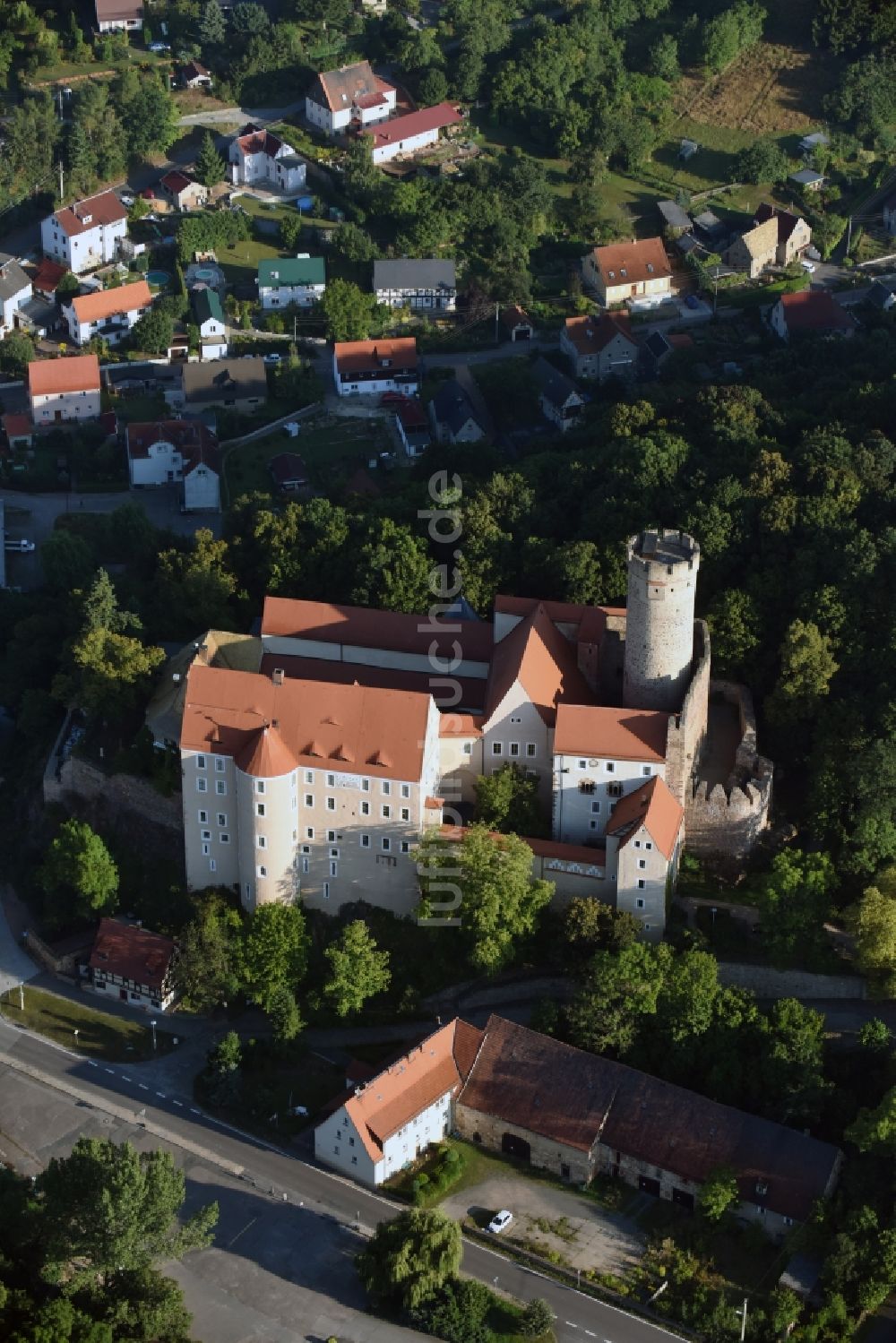 Luftbild Kohren-Sahlis - Burganlage der Veste Burg Gnandstein in Kohren-Sahlis im Bundesland Sachsen