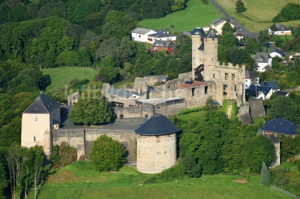 Luftaufnahme Greifenstein - Burganlage der Veste Burg Greifenstein in Greifenstein im Bundesland Hessen, Deutschland