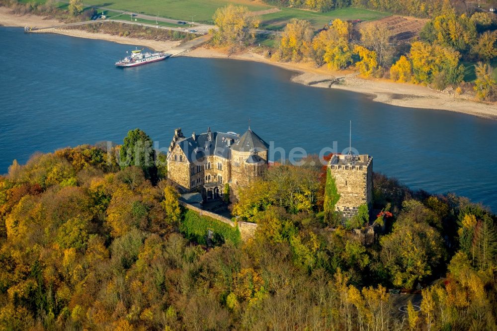 Luftaufnahme Bad Breisig - Burganlage der Veste Burg Rheineck in Bad Breisig im Bundesland Rheinland-Pfalz