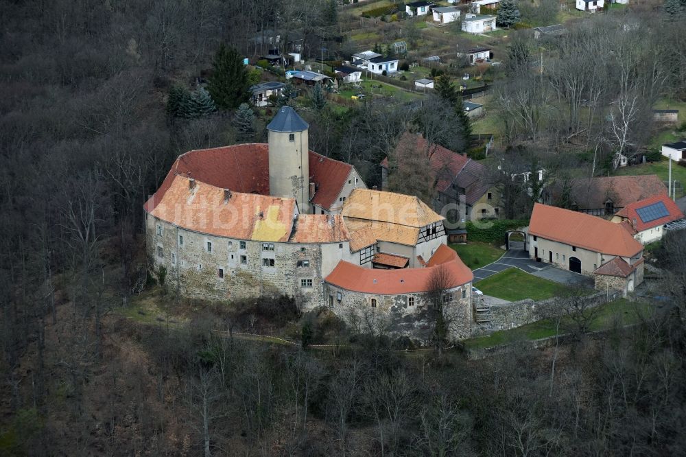 Luftbild Schönfels - Burganlage der Veste Burg Schönfels an der Burgstraße in Schönfels im Bundesland Sachsen