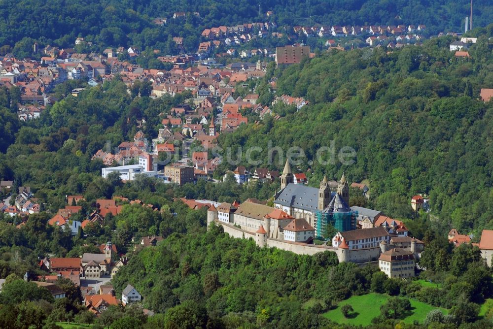 Luftaufnahme Schwäbisch Hall - Burganlage der Veste Comburg im Ortsteil Steinbach in Schwäbisch Hall im Bundesland Baden-Württemberg, Deutschland