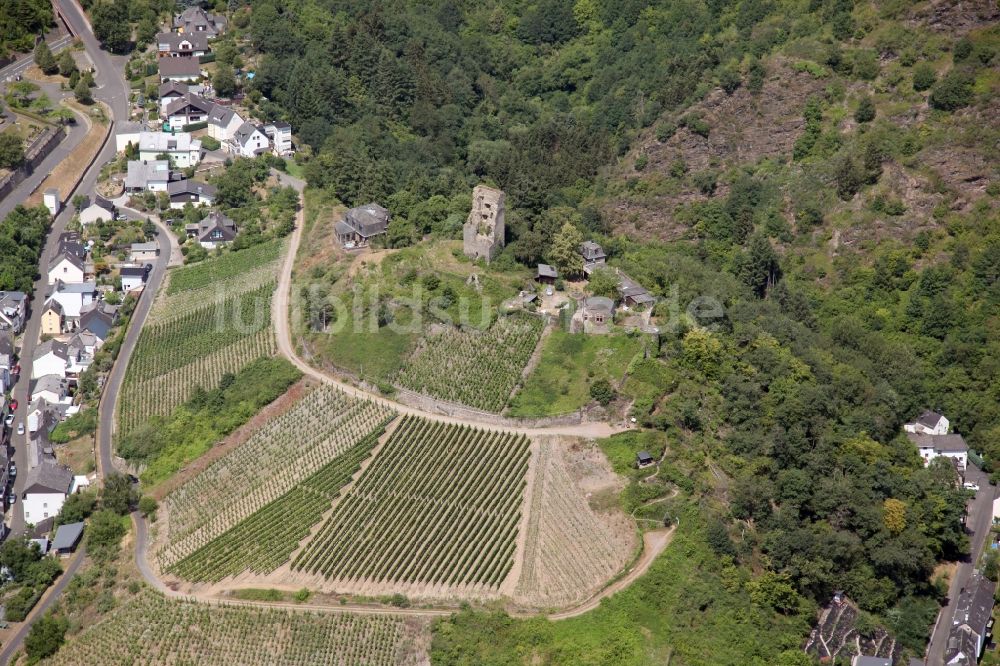 Luftaufnahme Klotten - Burganlage der Veste Coraidelstein in Klotten im Bundesland Rheinland-Pfalz, Deutschland