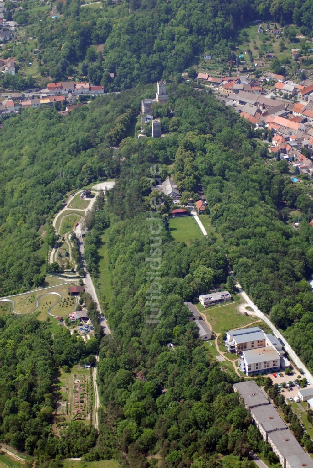 Luftaufnahme Eckartsberga - Burganlage der Veste Eckartsburg am Burgweg in Eckartsberga im Bundesland Sachsen-Anhalt