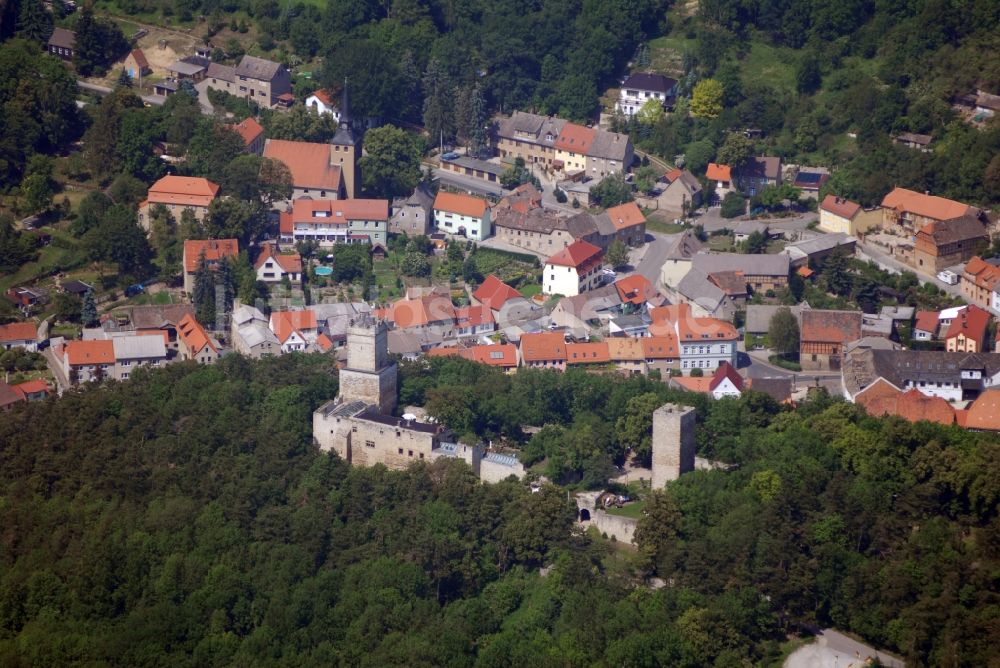 Eckartsberga von oben - Burganlage der Veste Eckartsburg am Burgweg in Eckartsberga im Bundesland Sachsen-Anhalt